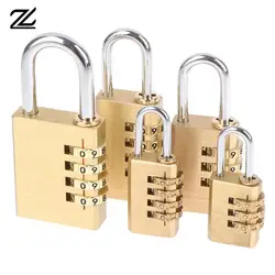 1pc Brass Mini 4 Digits Number Password Code Lock Combination Padlock Pad Lock Resettable For Travelling Bag Door Large Size