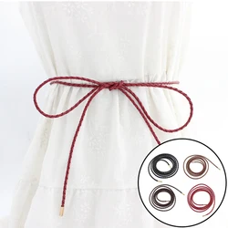 1pc Woven Long Waist Rope 160cm Female Waist Chain Thin Belt Simple Decoration Tie With Dress Bow Knot Fashion Waist Rope Belts