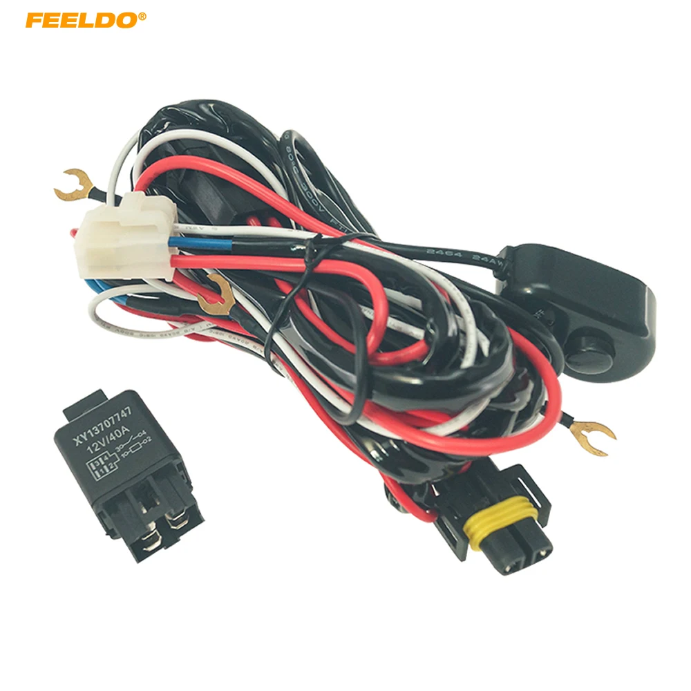 

FEELDO Car LED HID Light Wiring Harness Cable H11 Headlight Fog Lamp Bulb With Automotive Relay & Switch Connector Adapter #6980
