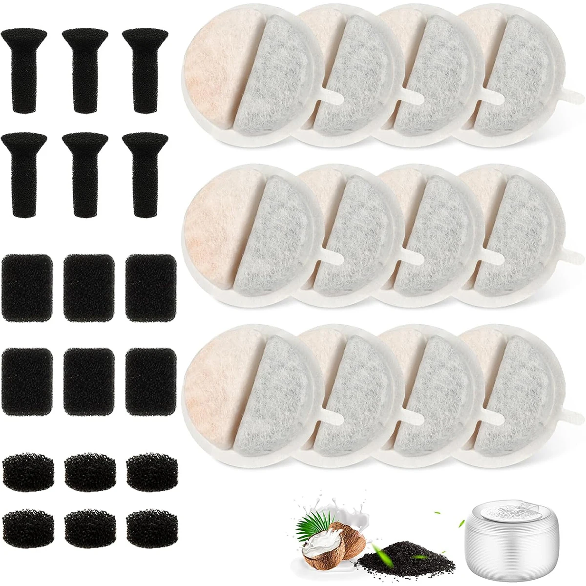 1 Set(30 PCS) Filters Replacement ﻿Nugget Premium or Lite Fountain and the Feelneedy 84 Fl Oz/2.5L Cat Water Fountain