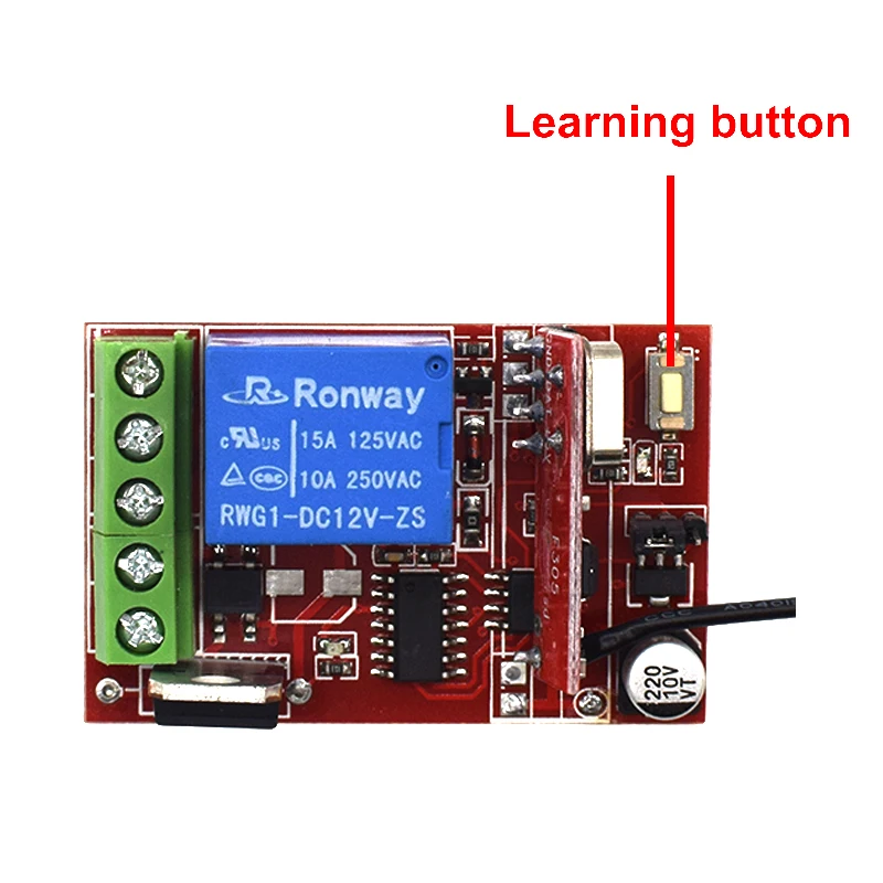 Controlador de Motor Universal, interruptor receptor de puerta de garaje de 12V-24V, compatible con Control remoto de código de aprendizaje de 433,92 MHz