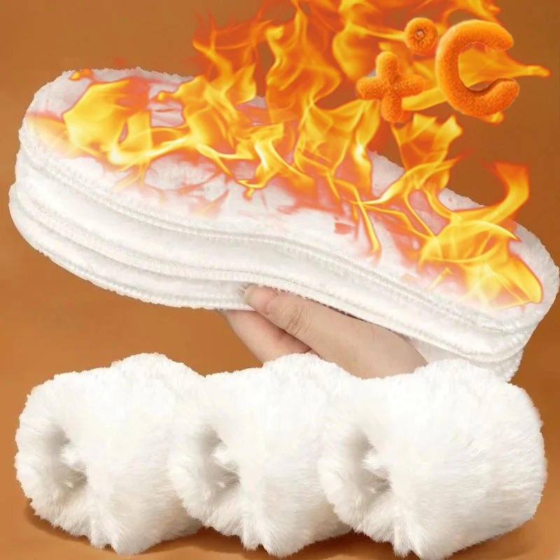 Unisex Soft Comfortable Winter Plush Insole Cold Resistant and Warm Thick Cotton Slipper Snow Boots Insert Pad Breathable Insole