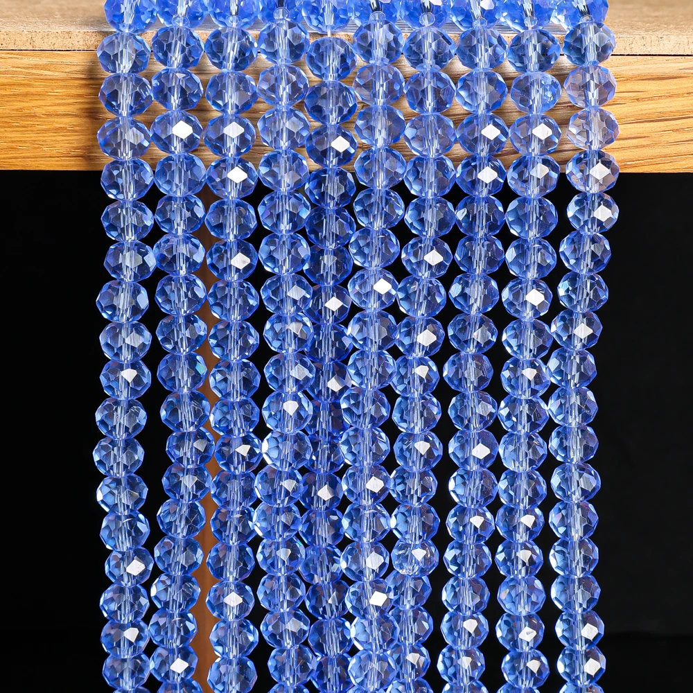

Sparkling Jewelry Light Blue Crystal Beads 4/6/8mm Near-Spherical Faceted Glass Bulk Loose Beads for Necklace & Earrings DIY