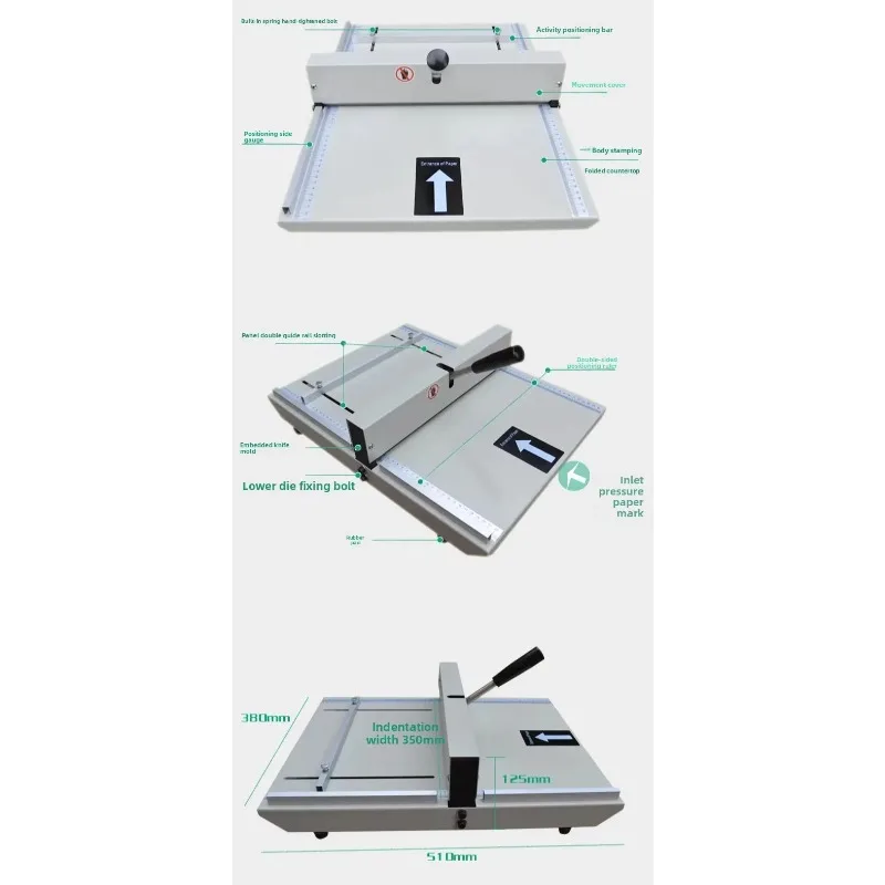 Manual Paper Creasing Machine, 350/480mm Card Folding Scorer for Business Photo Greeting Card Craft