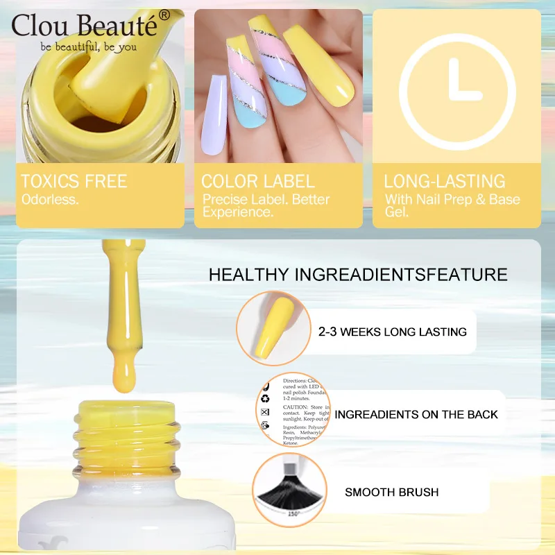 Clou Beaute Jelly GEL กึ่งโปร่งใสสี Amber GEL เล็บ UV CLEAR สีชมพูภาษาฝรั่งเศสคําเจลโปร่งแสงเล็บเคลือบเงาเล็บ