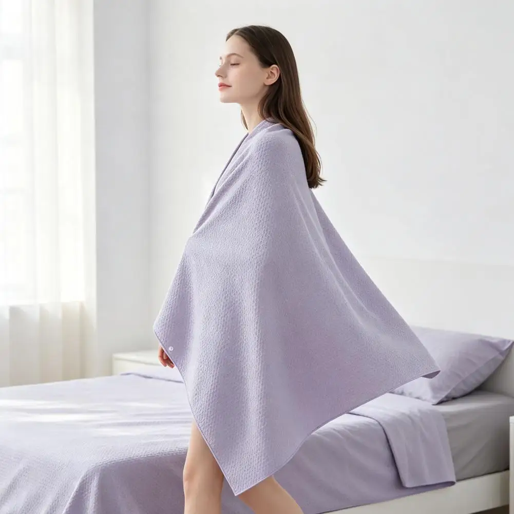 Waffle Bath Towel for Women Men Absorbent Shower Wrap with Button Waffle Microfiber Bath Towel with Button Quick for Shower