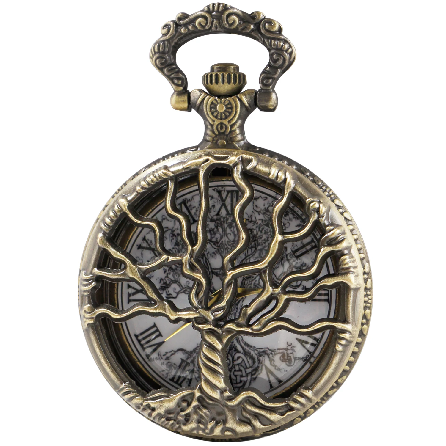 جديد شجرة الحياة قزم ماجيك ريترو برونزية الوقت الأحجار الكريمة ساعة جيب كوارتز قلادة الموضة قلادة ساعة هدايا الرجال والنساء