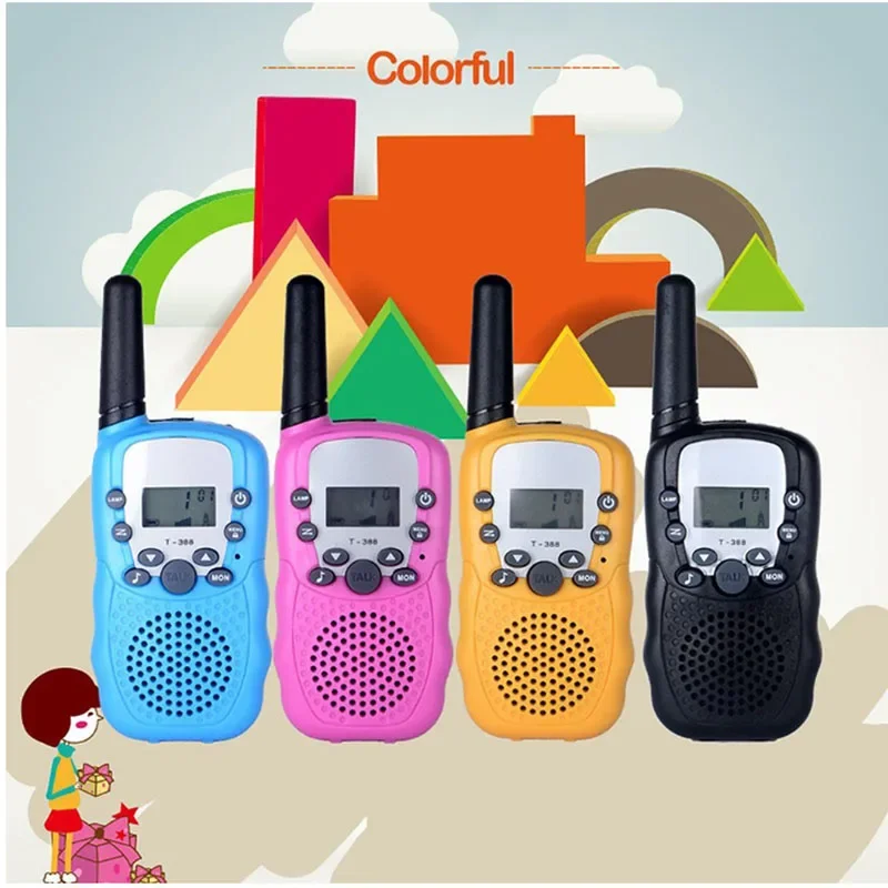 T388 Walkie Talkie portátil sem fio para crianças, rádio portátil, longo alcance, dois sentidos, 0.5W, UHF, 462-467MHz, 22CH, crianças, 1 par