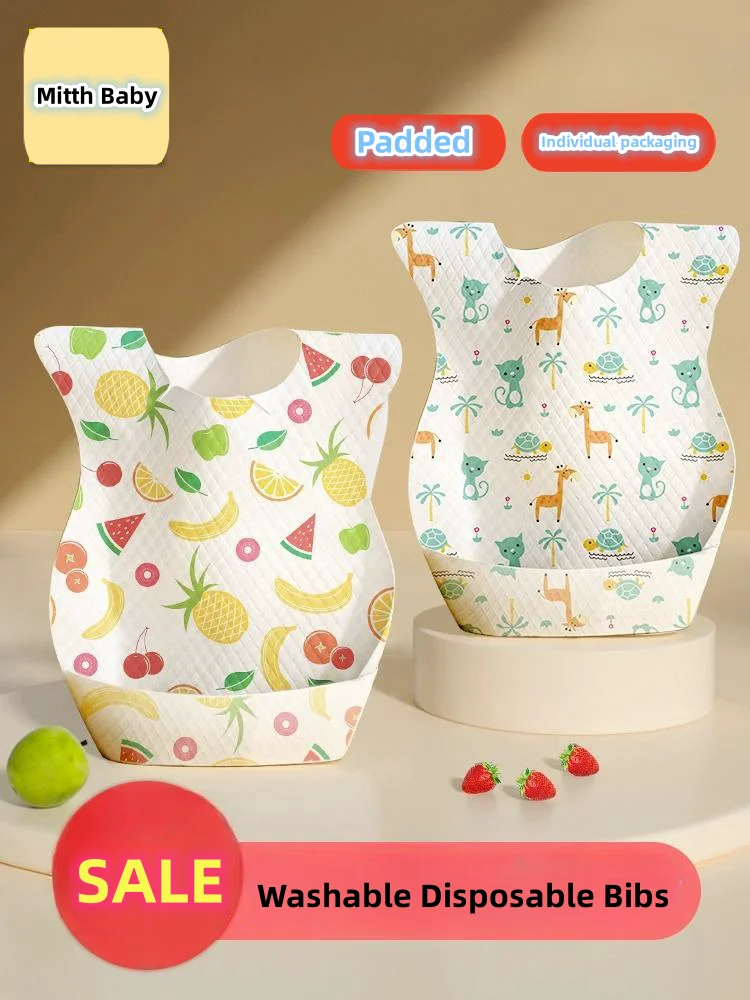 50/Set Fruit Printed Drooling Bibs Disposable Bibs For Baby Boys Girls Nonwoven Drooling Towel Outdoor Baby Burp Cloths