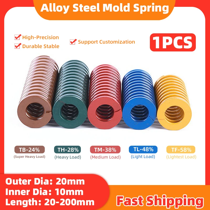 

Obelix 1PCS Die Mould Springs Alloy Steel Spiral Stamping Compression Load Spring Outer Dia 20mm Inside Dia10mm Length 20-200mm