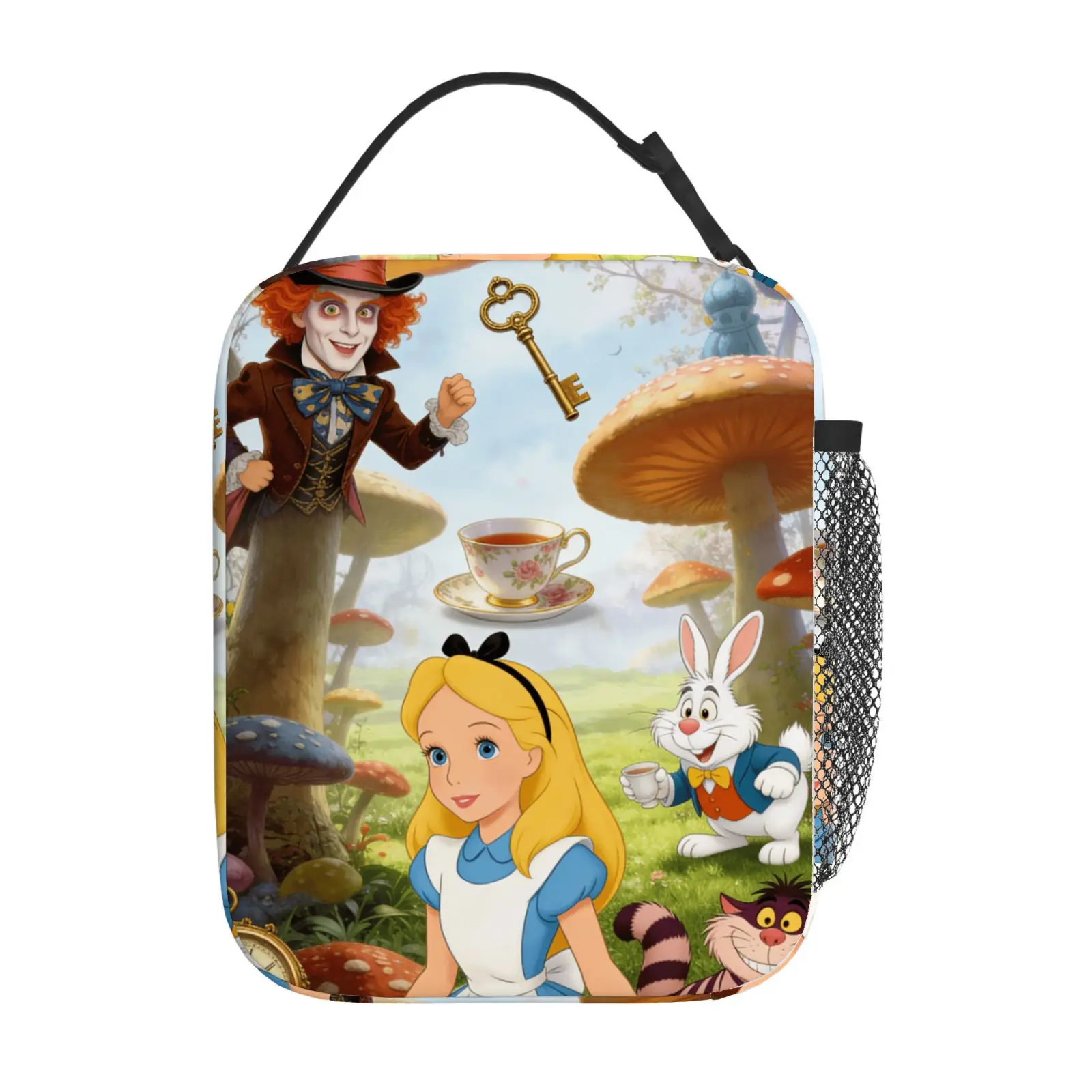 

1pc Alice in Wonderland Theme Printed Lunch Bag for Fantasy Scene Fans, Daily Use Lunch Bag