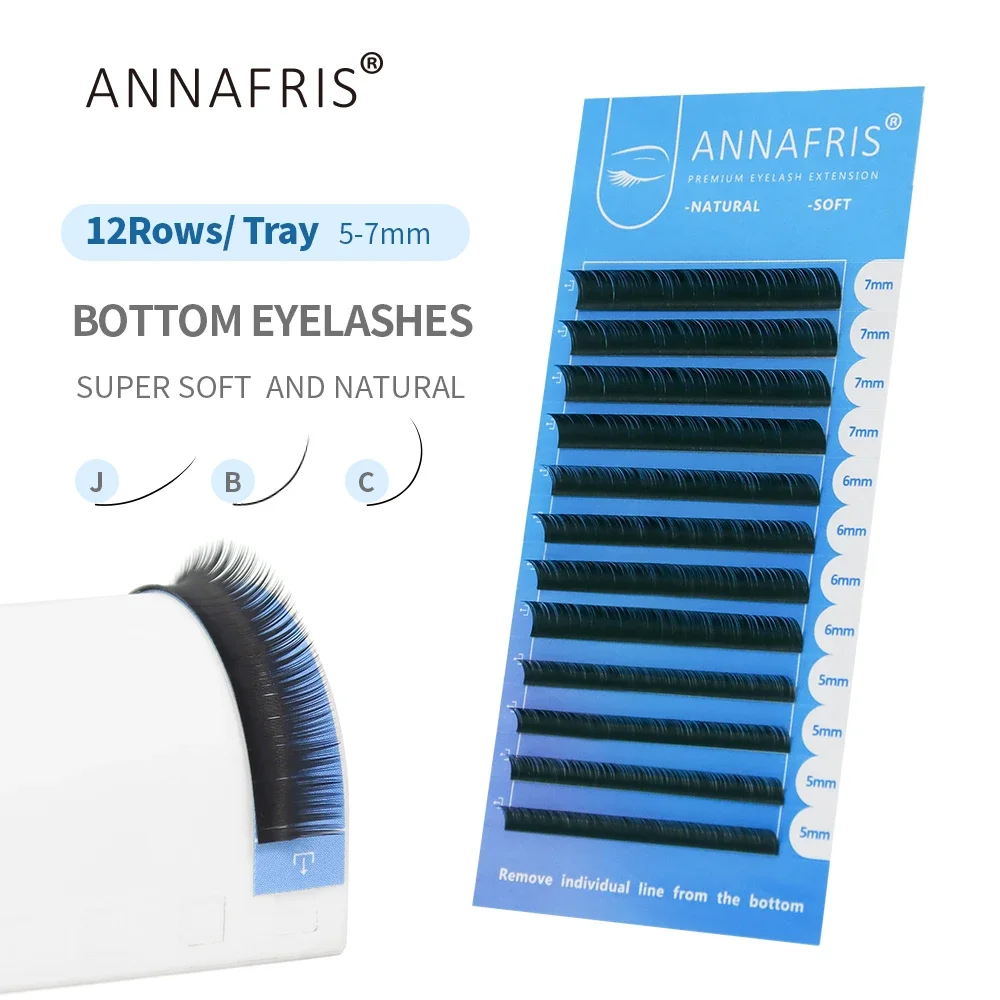 ANNAFRIS Untere Wimpern 5–7 mm Mix, individuelle untere Wimpernverlängerung, J/B/C Curl, natürliche kurze Nerz-Augenbraue unter der Wimpern