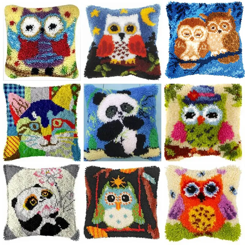 

DIY Latch Hook Animals Cushion Pillowcase Canvas Crocheting Foamiran Carpet Embroidery Carpet Latch Hook Kit Knitted Knot Pillow