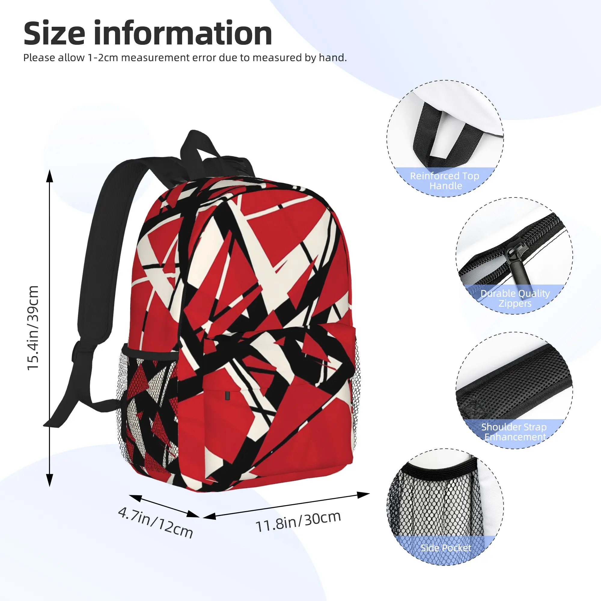 EVH authentic stripes Van Halen Backpack Hot Sale Daypack Large Capacity Boy Girl BookBag Shoulder Bags for Men Women School Bag