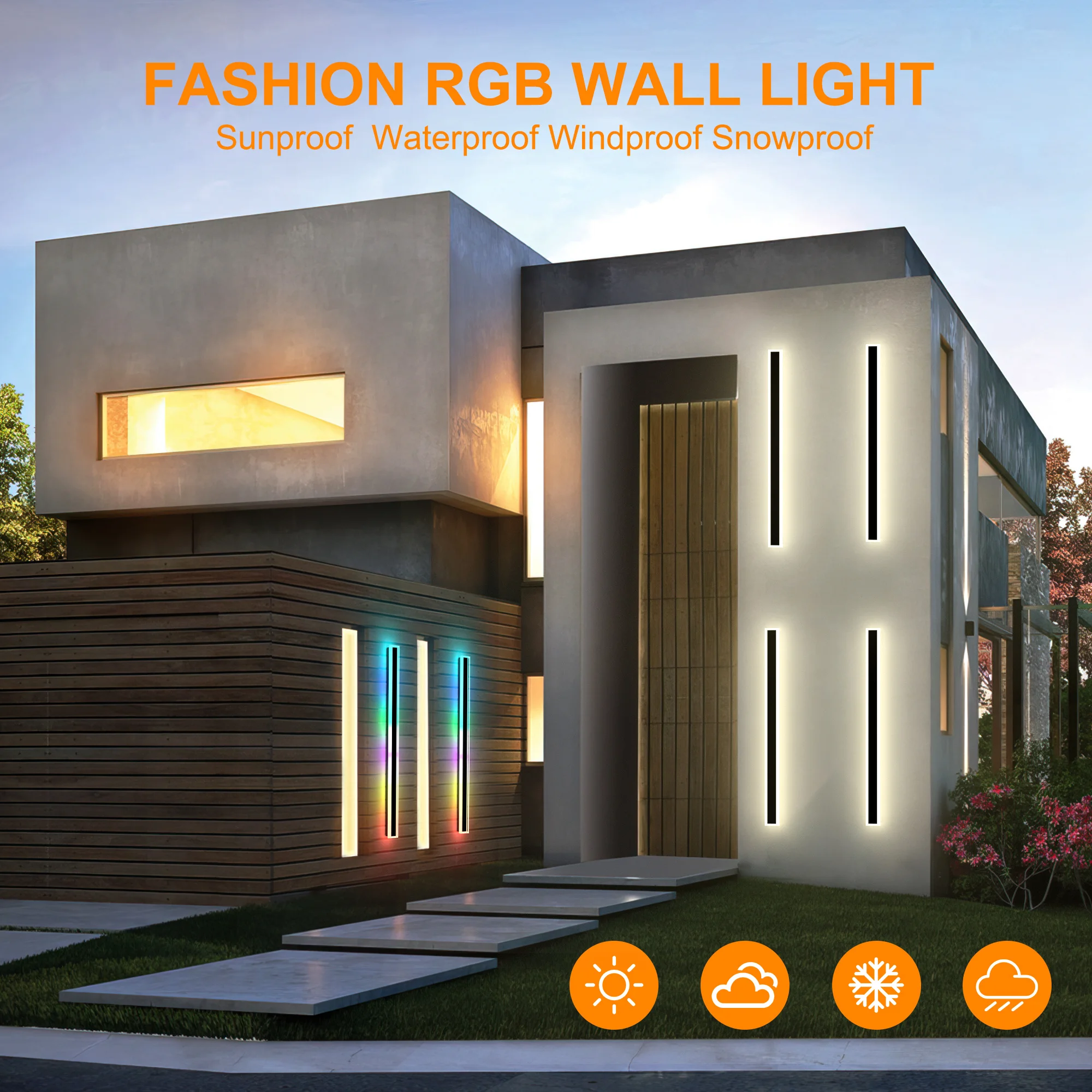 Modern Wall Lights, 2 Pack Long  Sconce, Lighting Fixtures LED , Long Black Sconce for Garage