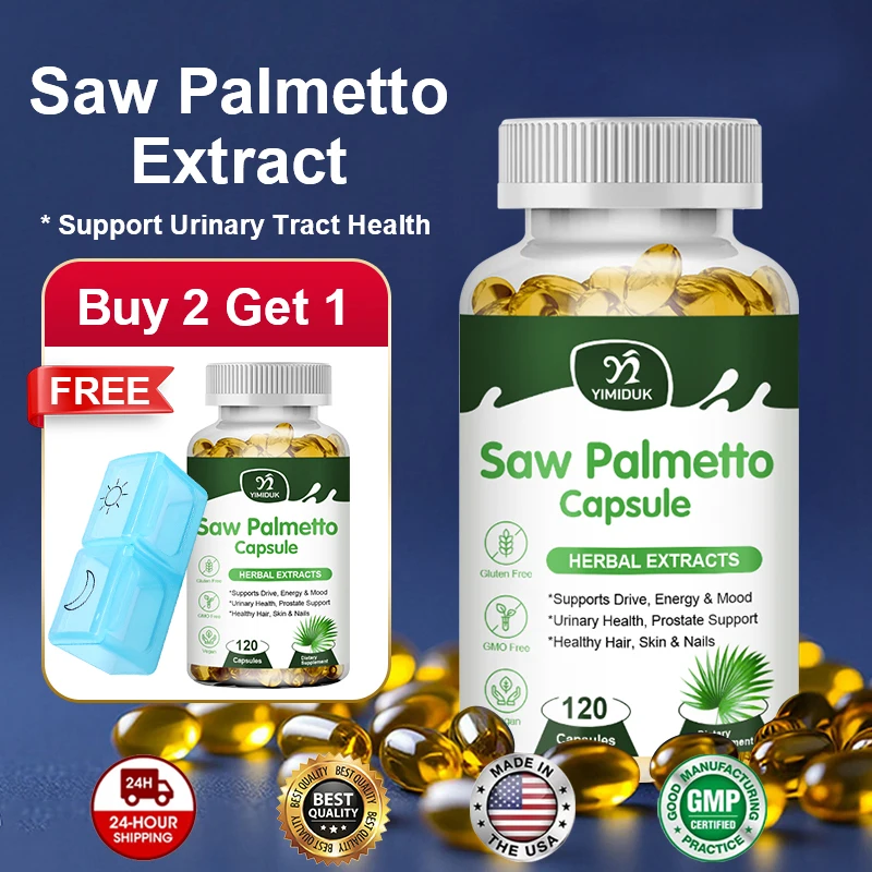

YIMIDUK High Potency Saw Palmetto Capsules, Supports Prostate Health, Urinary Tract Comfort, Hair Growth & Daily Male Vitality