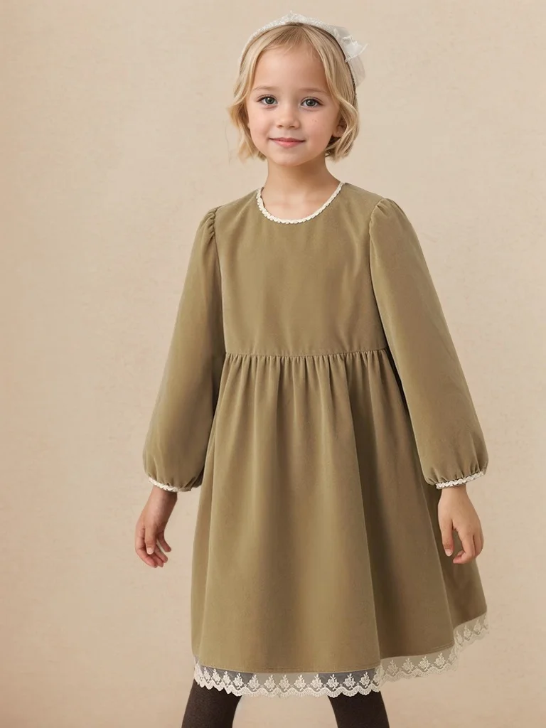 Cotton Linen Long Sleeve Dress for Girls Fashion Solid Color Kids Girl's Dresses Spring Autumn Children Clothing 4-13 Years