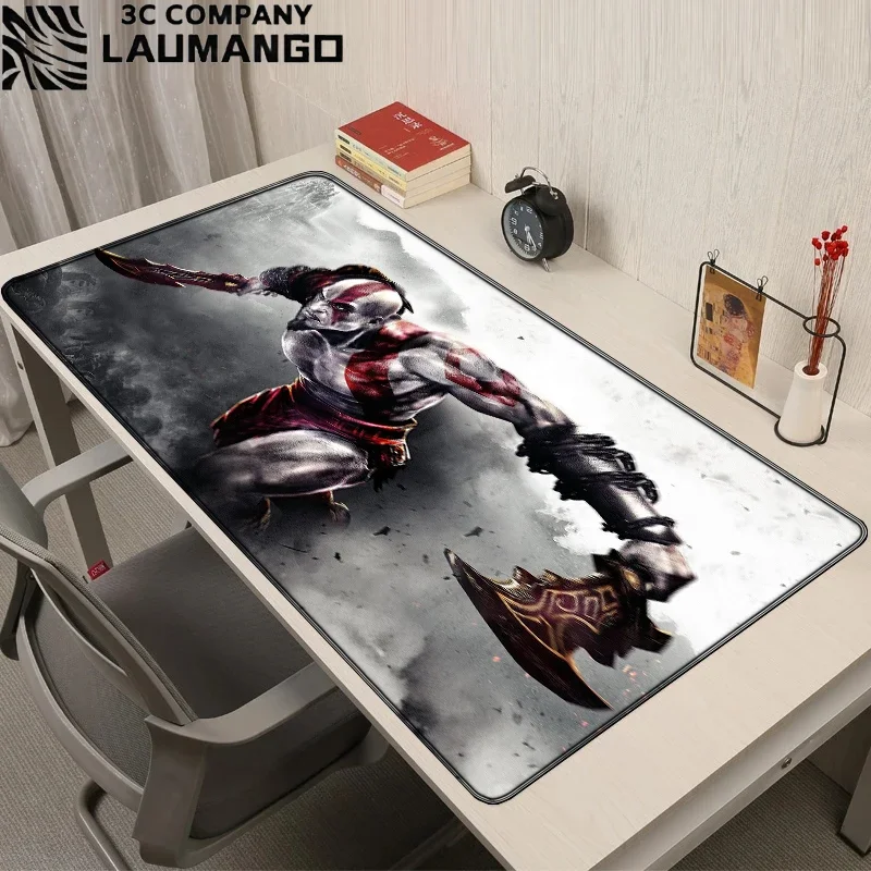 Alas Mouse God of War untuk Laptop Gaming, Alas Mouse Kartun Ukuran Besar, Alas Mouse Gamer Anime, Alas Keyboard, Aksesoris Meja, Alas Meja