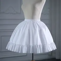 Dames Meisjes Lolita Crinoline Petticoat Katoen Baljurk Petticoat Korte 2-hoepels Onderrok voor Cosplay Grote zoomjurk Wit