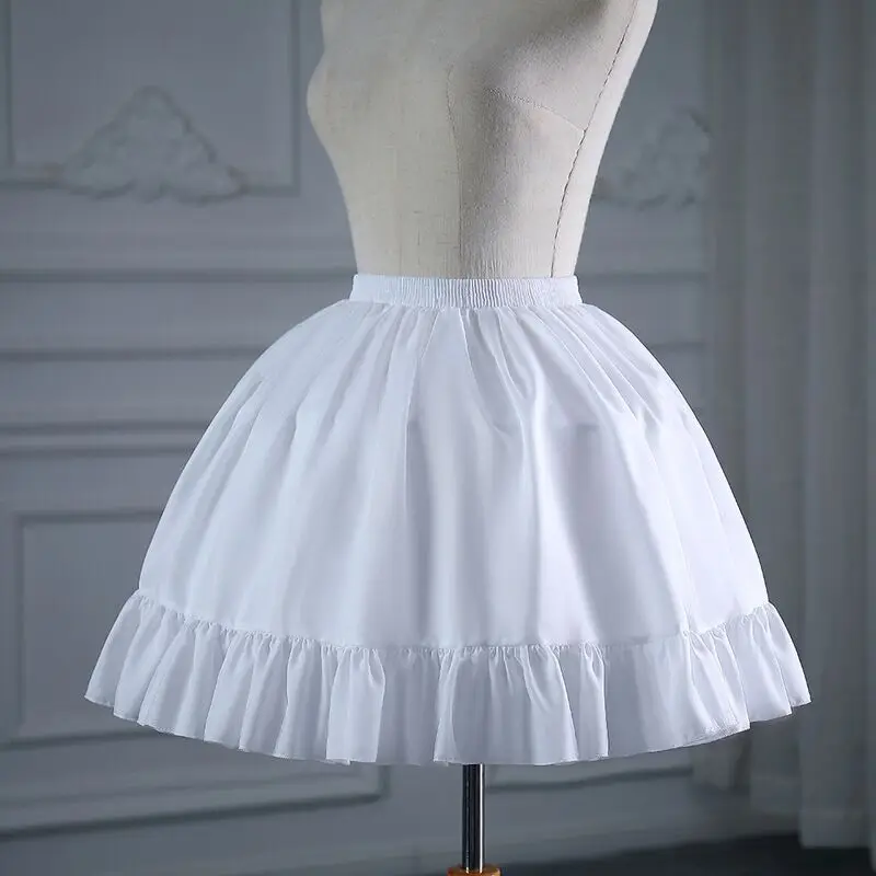 Kobiety dziewczęta Lolita krynolina halka bawełniana suknia balowa halka krótka 2 obręcze podkoszulek na Cosplay sukienka z dużym obszyciem biała