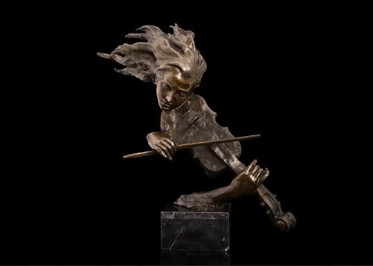 Home LIVING ROOM lobby bar Music Studio TOP COOL Decor ART-61 CM ROCK POP Music Crazy violin bronze statue sculpture Decoration