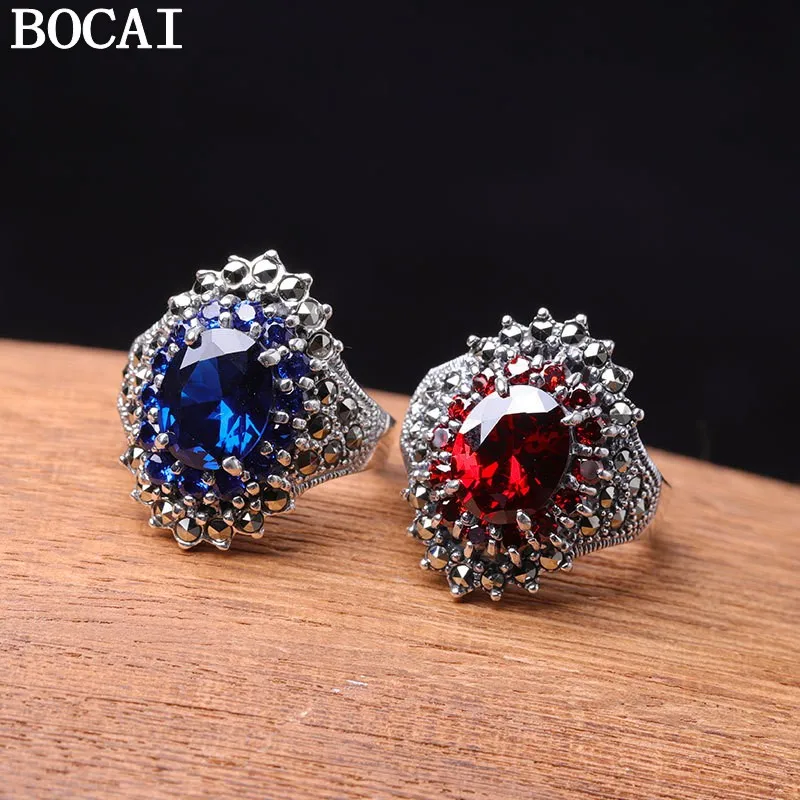 

Новые кольца-шармы BOCAI из стерлингового серебра S925 для женщин, модные, с инкрустацией коготковидными элементами, гранатом и марказитом, оптом