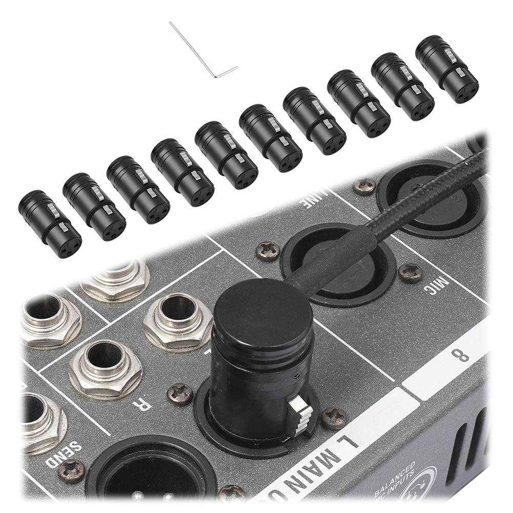 Professioneller XLR-Adapter (männlich/weiblich) 90 Grad rechtwinklig, schwarzes Gehäuse, XLR-Lötanschluss, Zinklegierungsgehäuse für Leistungsverstärker