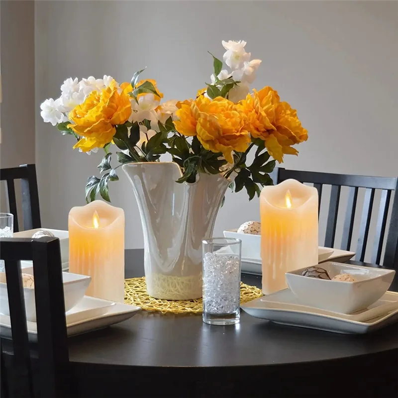 Velas LED Flameless Flickering, Cera Real, Velas Recarregáveis com Controle Remoto, 15cm