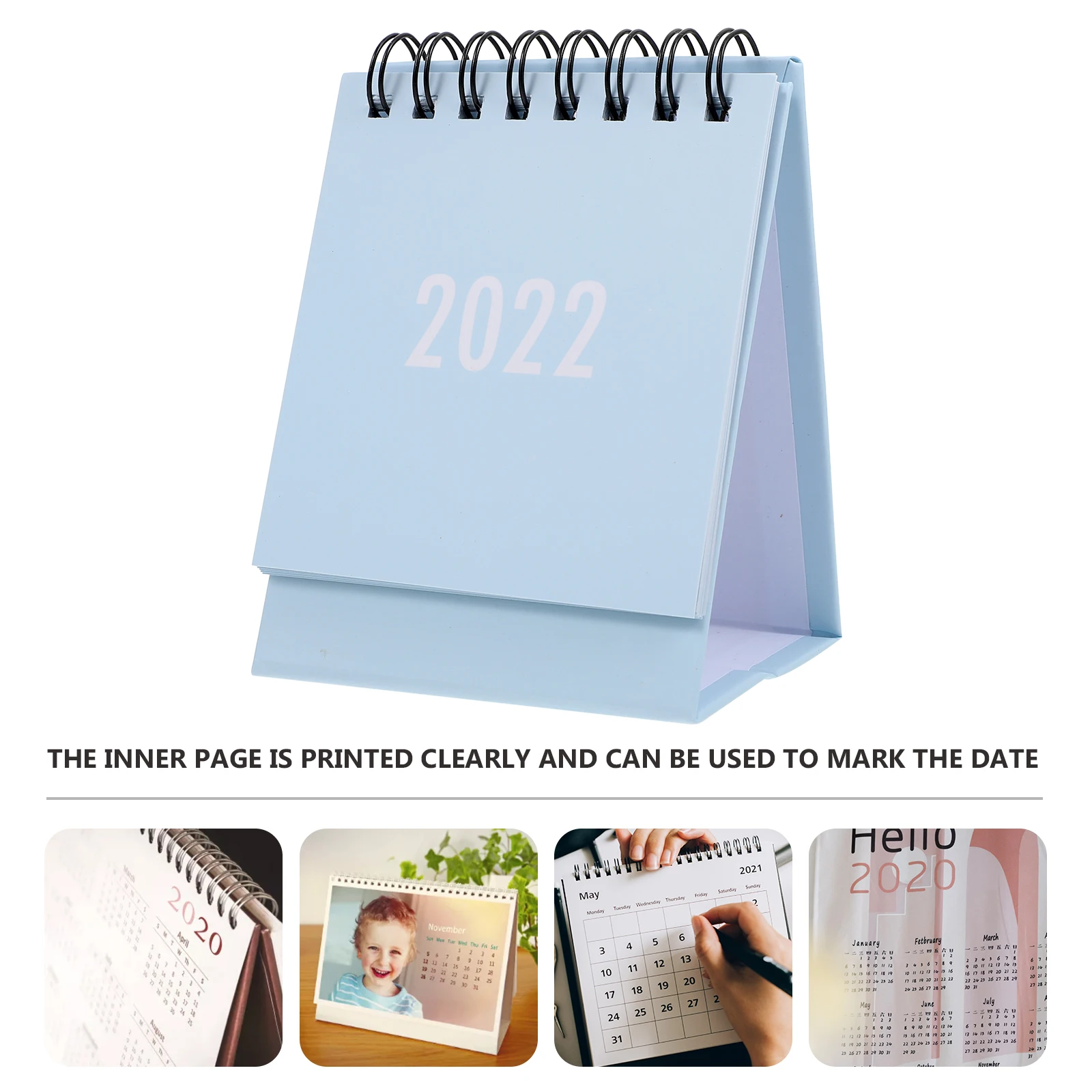 1pc Mini Calendar 2022 Office Desk Grey Earth Tones Planner Year Schedule Foldable Saves Space Home Style Mark Date