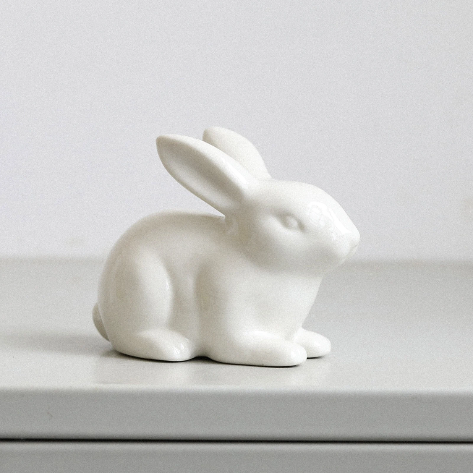 

Easter Ceramic Rabbit Ornament Exquisite Desktop Home Decoration Charming Office Tabletop Adornment Home Figurine Decor