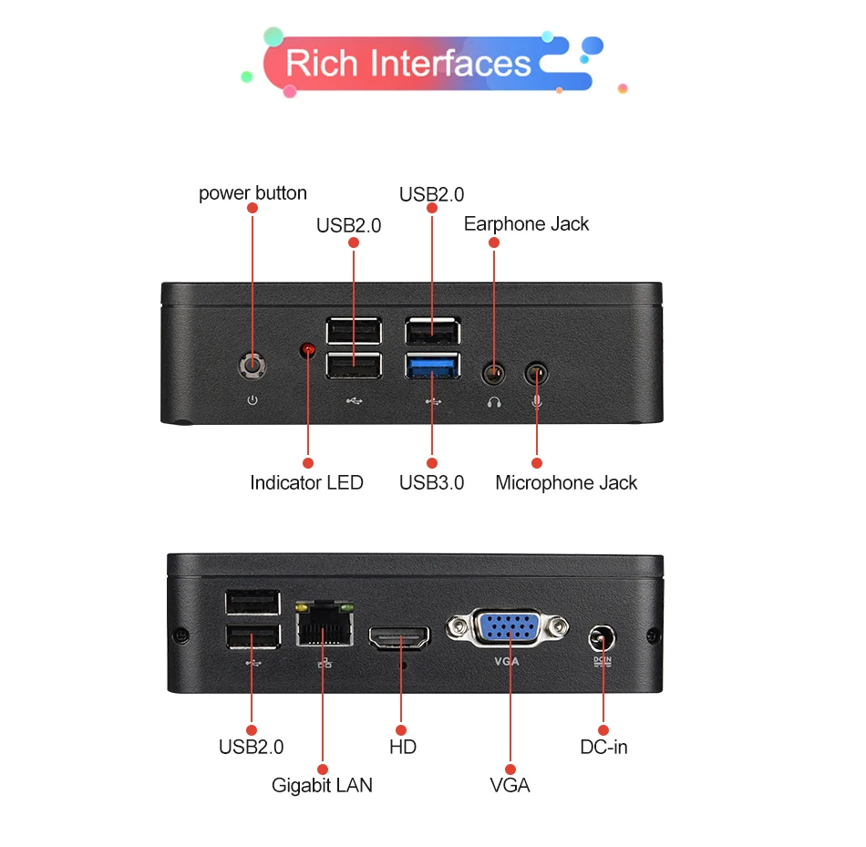 Imagem -02 - Szmz-mini pc Intel Core Atom X5-z8350 Processador Cpu gb de Ram 64 gb Ssd Hd-mi Vga Wifi Windows 10 Win 10 tv Box Mine pc Minipc Fanless