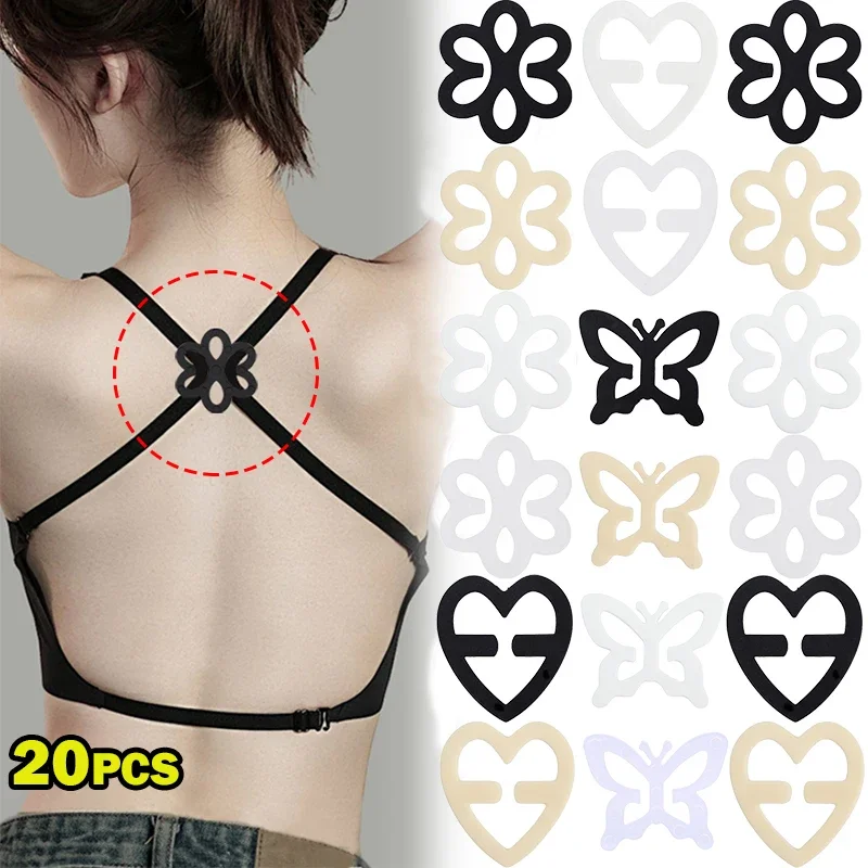 1-20PCS Women Lingerie Buckles Invisible Non-slip Bra Shoulder Strap Holders Connector Cross-slip Adjustable Underwear Clips