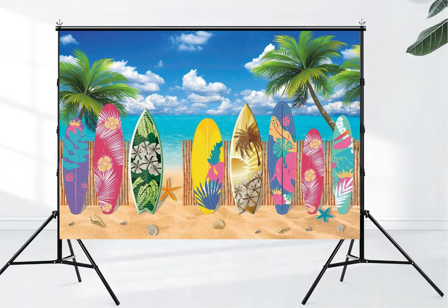 Summer Surfboard Beach Party Tropical Hawaii Beach Surfing Photography Background Summer Beach Holiday Birthday Party Decoration