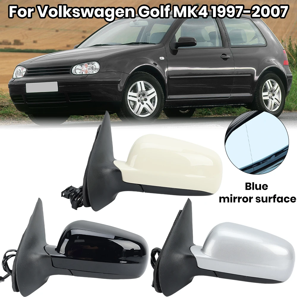 

5 Pins Door Side Mirror Assembly For Volkswagen Golf MK4 1997 1998 1999-2007 White Blue Lens Heated Wing Mirror Car Accessories