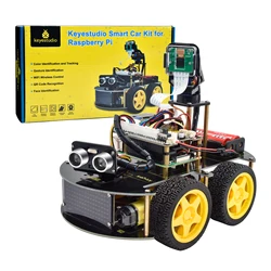 Keyestudio Raspberry Pi 4B samochód Robot + 5 megapikseli moduł kamery Python programowanie dla Raspberry Pi 4B (bez płyty Raspberry Pi)