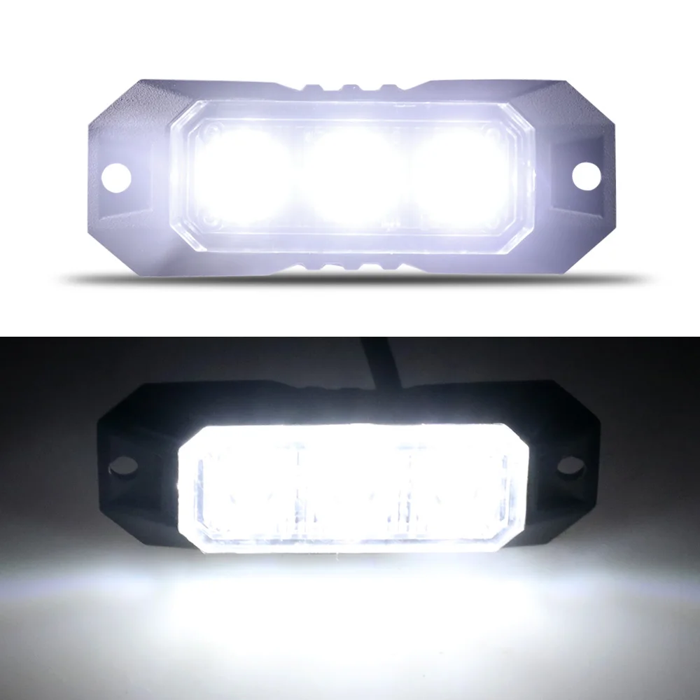 

1PCS 3LED Emergency Strobe Warning Flashing Grille Strobe Lights for Trucks Cars Lamp Surface Mount Blue White Lighting 12-24V