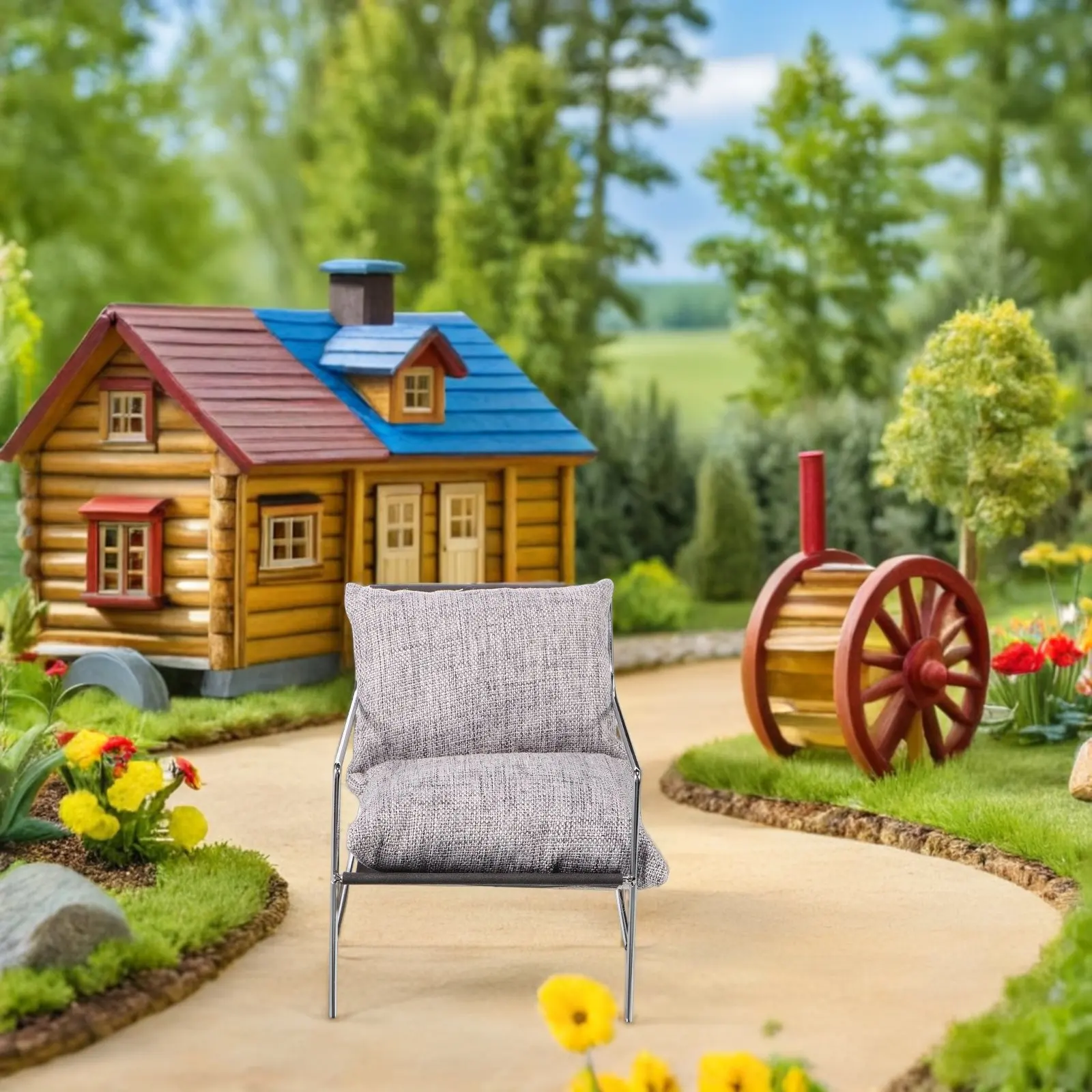 

1:6 Scale Miniature Dollhouse Sofa Realistic Living Room Furniture for Pretend DIY Assembly Craft Set Decor