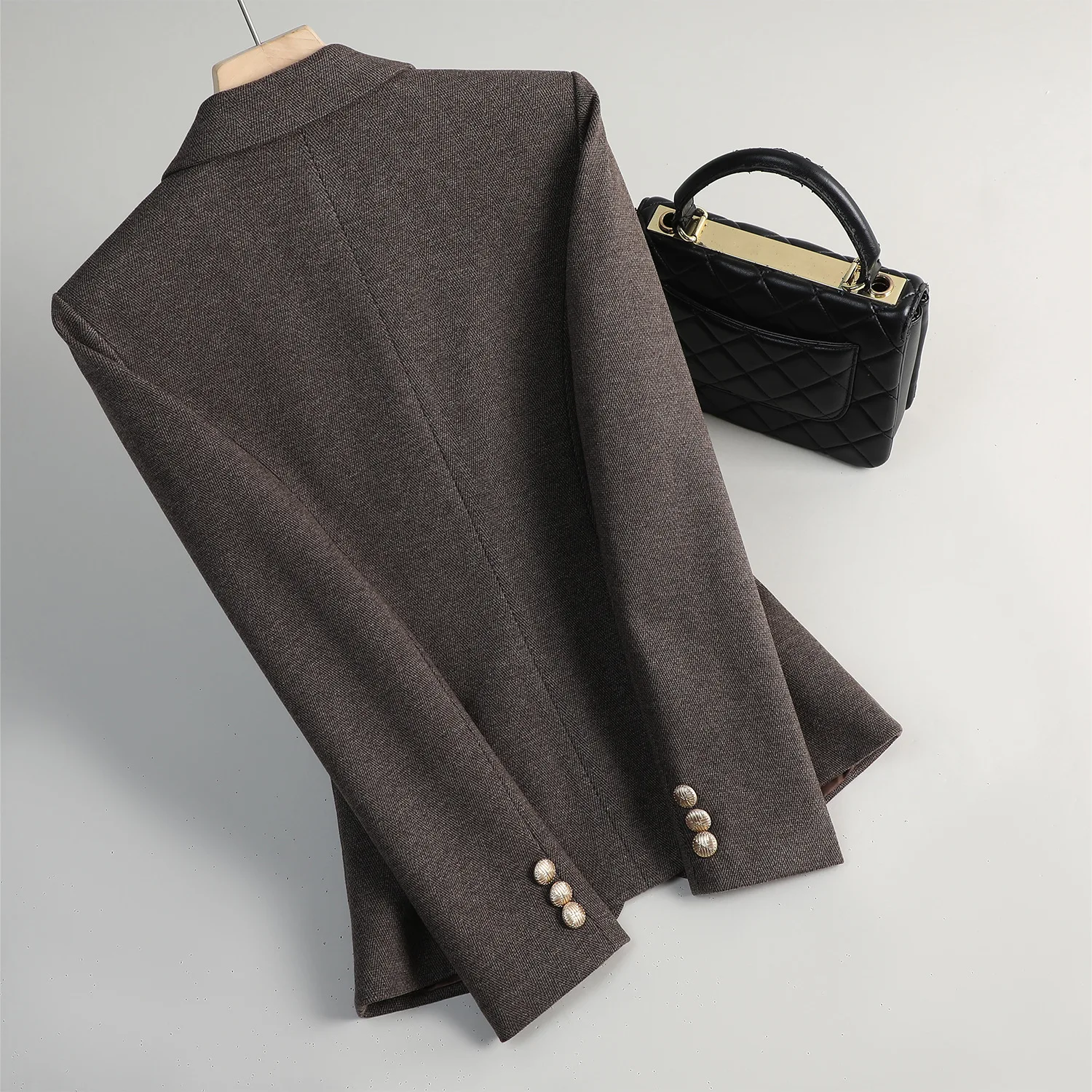 Woolen Suit Jacket Women Outerwear 2025New Autumn Winter Commuting Casual Tops Female Single Button Blazers Ladies Formal Jacket