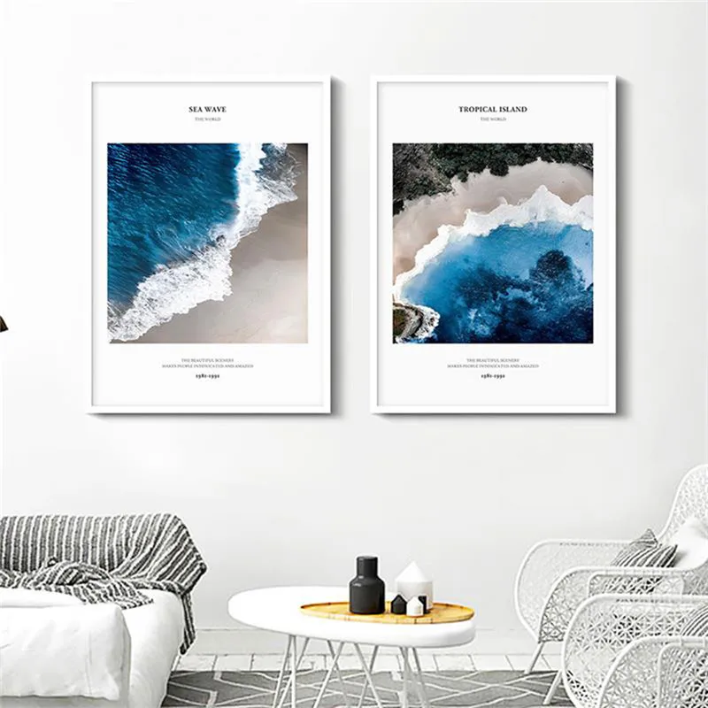 The new explosive Nordic ocean scenery waves beach Proverbs personality decorative painting core