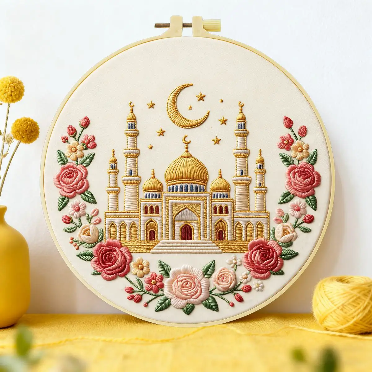 1 Stück 20X20CM/15X15CM 7,87/6,3 Zoll Schloss-Stickerei-Starter-Kit DIY-Kit DIY-Stickerei-Set Handarbeiten Nähkunst Nadelkunst – Detail 1