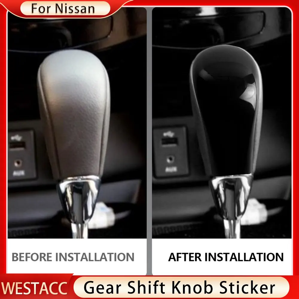 Car Gear Shift Knob Handball Cover Trim Sticker for Nissan X-trail T32 Rogue Qashqai J11 Murano AT 2014 - 2020 Accessories