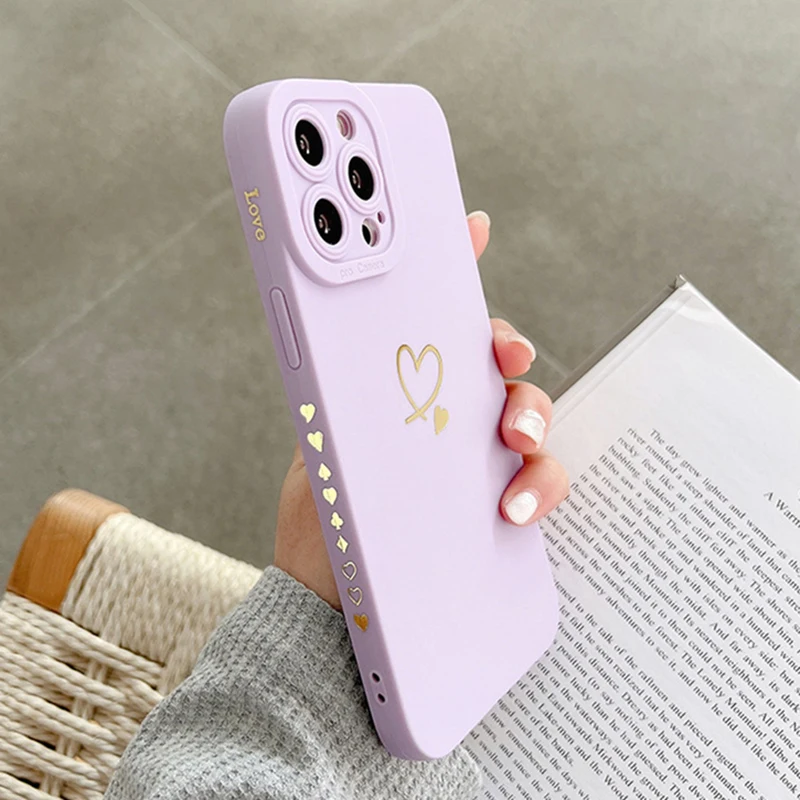 Colorful Love Heart Silicone Phone Case For iPhone 16 15 14 Pro Max 11 12 13 Pro Max X XR XS Max 7 8 Plus 16E SE 2020 Soft Cover image 2