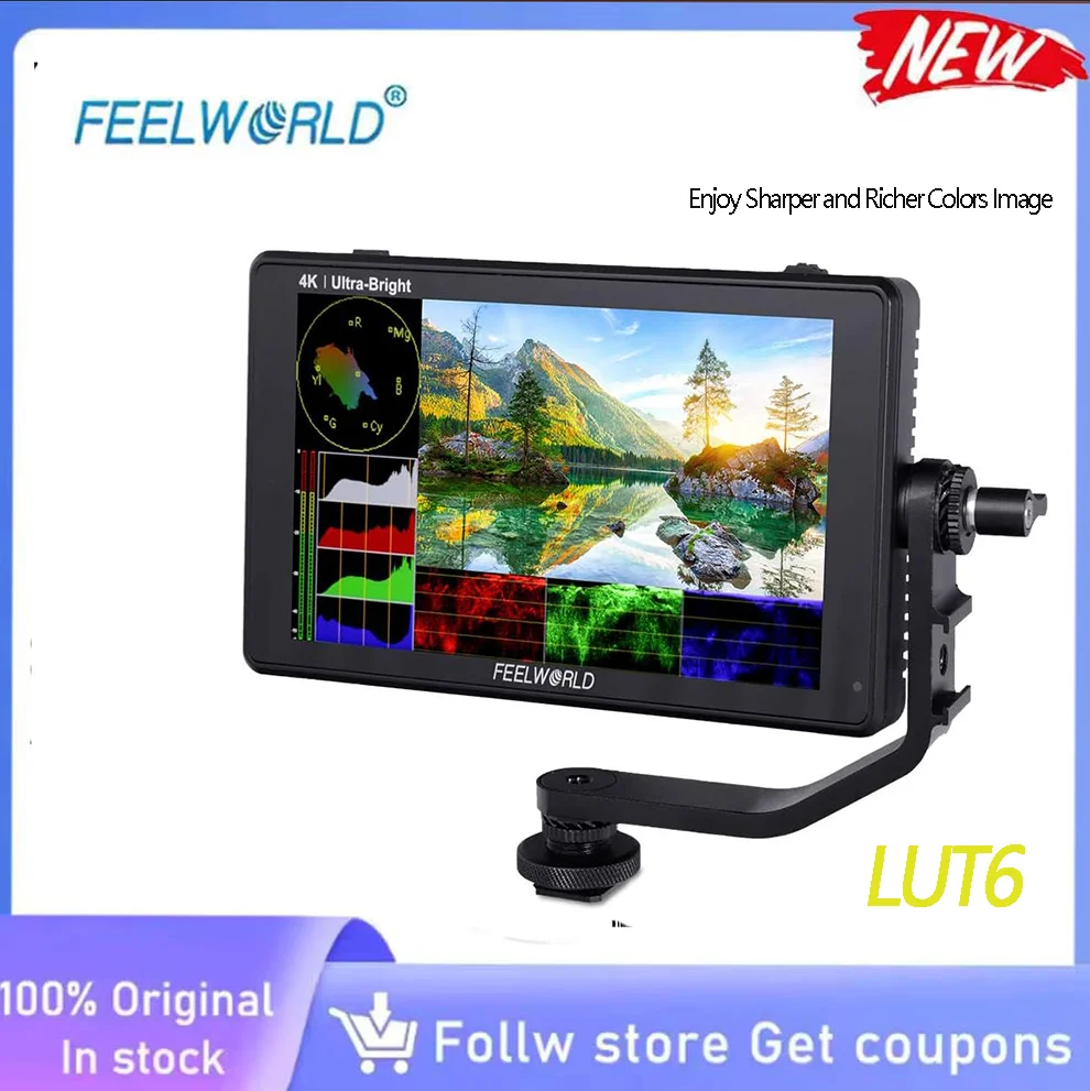 EELWORLD LUT6 6-дюймовый сенсорный монитор для DSLR-камер с яркостью 2600 нит |   4K HDMI вход/выход, 3D LUT, HDR, визуализация формы сигнала, хроматограмма, фокусировка