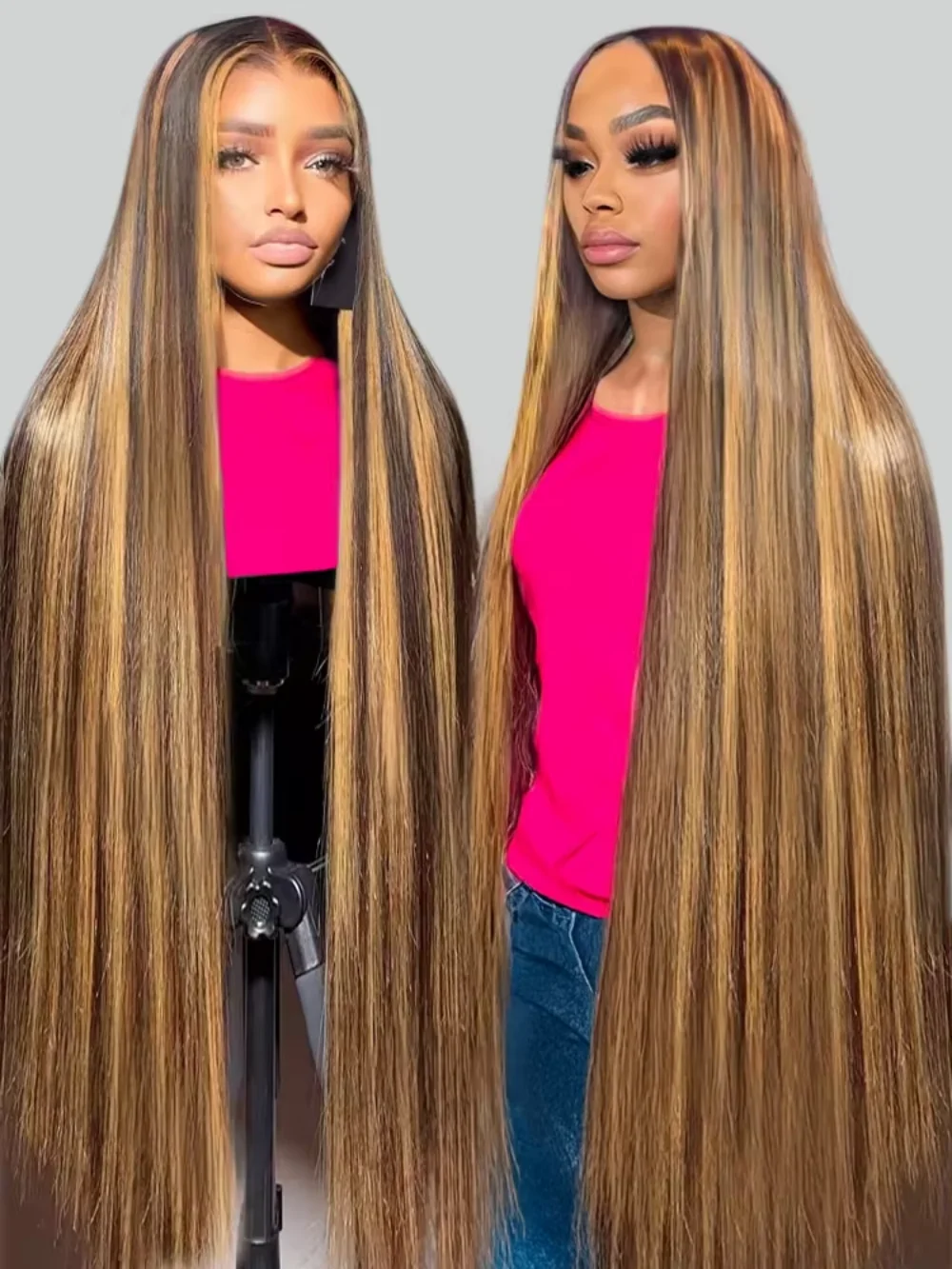 

32 40 46 Inch P4/27 Highlight Colored 13x4 13x6 HD Lace Frontal Wig Straight Remy Human Hair Wigs 220 Density For Women