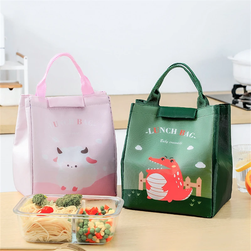 Cartoon Insulation Lunch Bag for Children Student Bento Pouch Portable Thermal Aluminum Foil Picnic Lunchbox Food Storage Bags