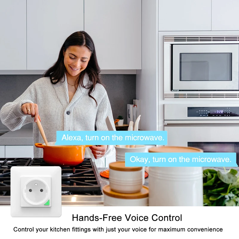 Avoir Zigbee Presa a muro intelligente Wifi Connect Spina francese Bianco 16A Controllo vocale Tuya Smart Life APP Funziona con Google Home Alexa