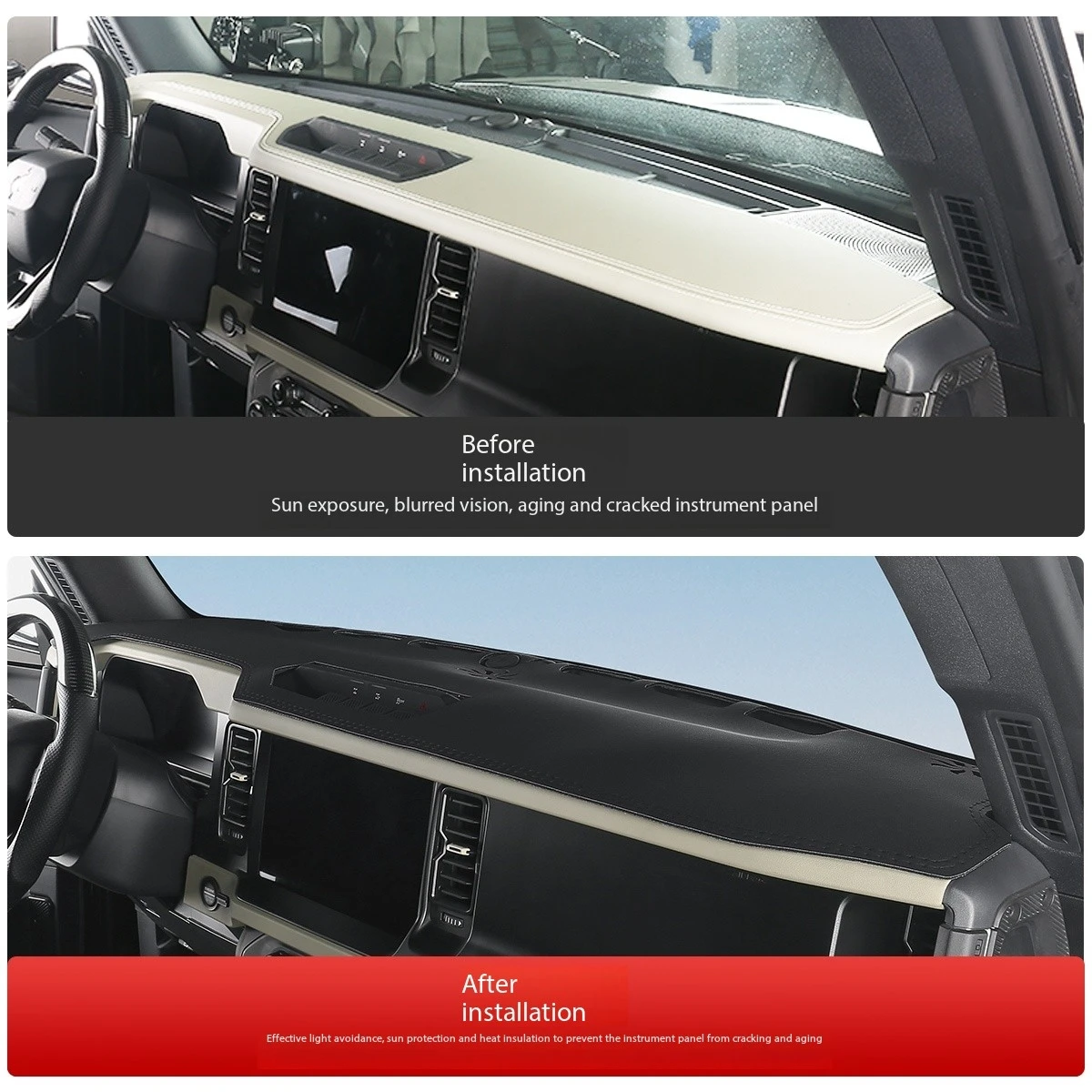 Podkładka blokująca światło konsoli środkowej Ford Bronco, izolacja instrumentu i podkładka chroniąca przed słońcem, akcesoria do modyfikacji wnętrza — zdjęcie 7