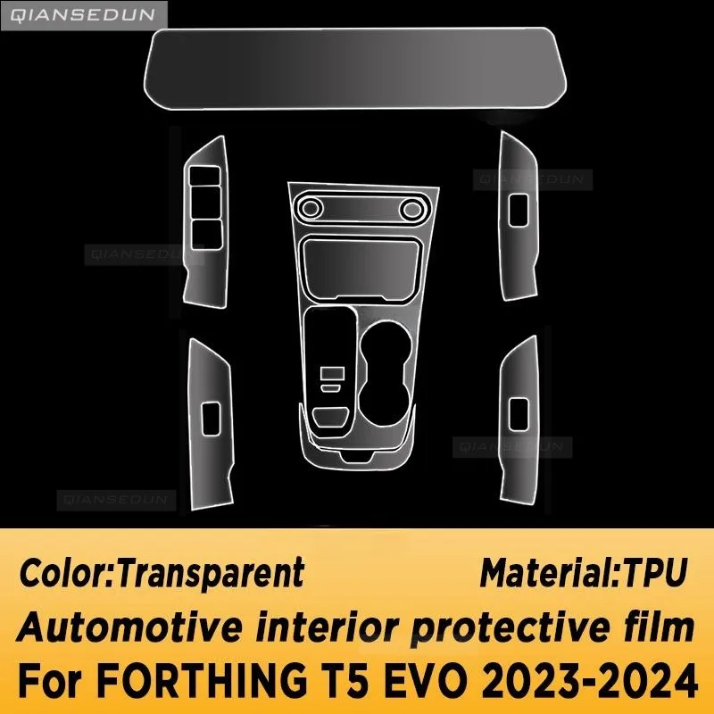 For FORTHING T5 EVO 2023 2024 Gearbox Panel Navigation Screen Automotive Interior TPU Protective Film Cover Anti-Scratch Sticker