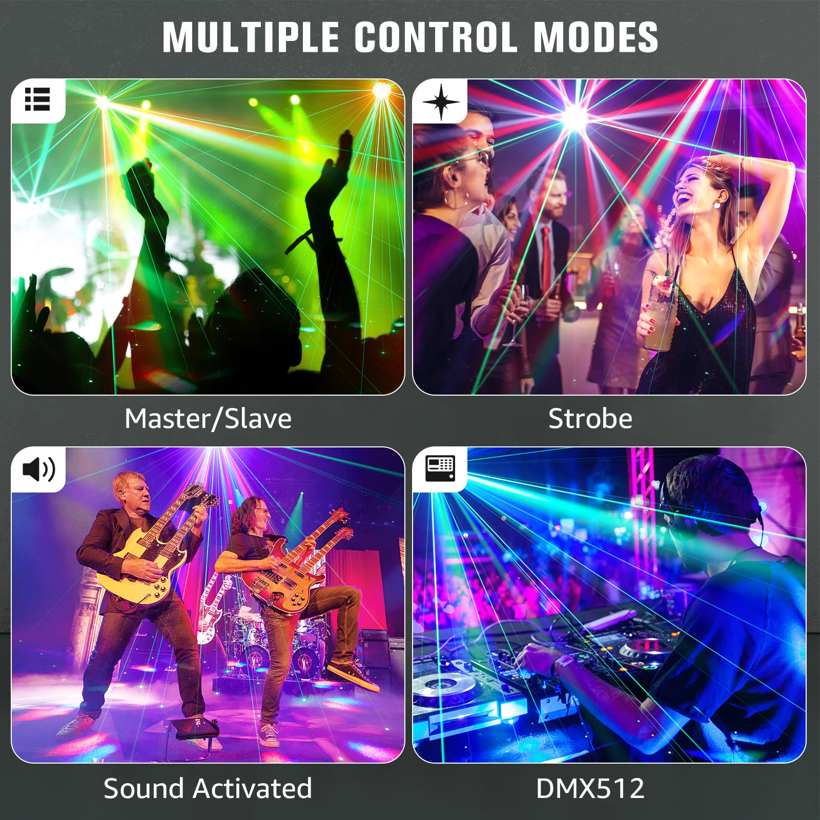 U\'King 6x15W Beam RGBW Moving Head Light Support DMX512 17CH 90W Stage Light Six Bees Eye+Strip for DJ Disco Patry KTV Concert