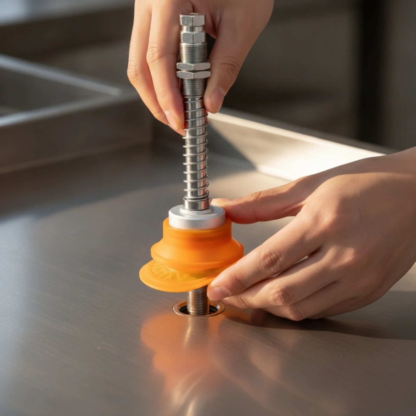 Vacuum Suction Cup with Spring Shock Absorber Mechanical Fitting for Robot End-Effectors, Machining Equipment
